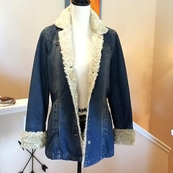 Abercrombie & Fitch Jackets & Blazers - Y2K ABERCROMBIE & FITCH sherpa Denim Barn Car Coat Jean Jacket